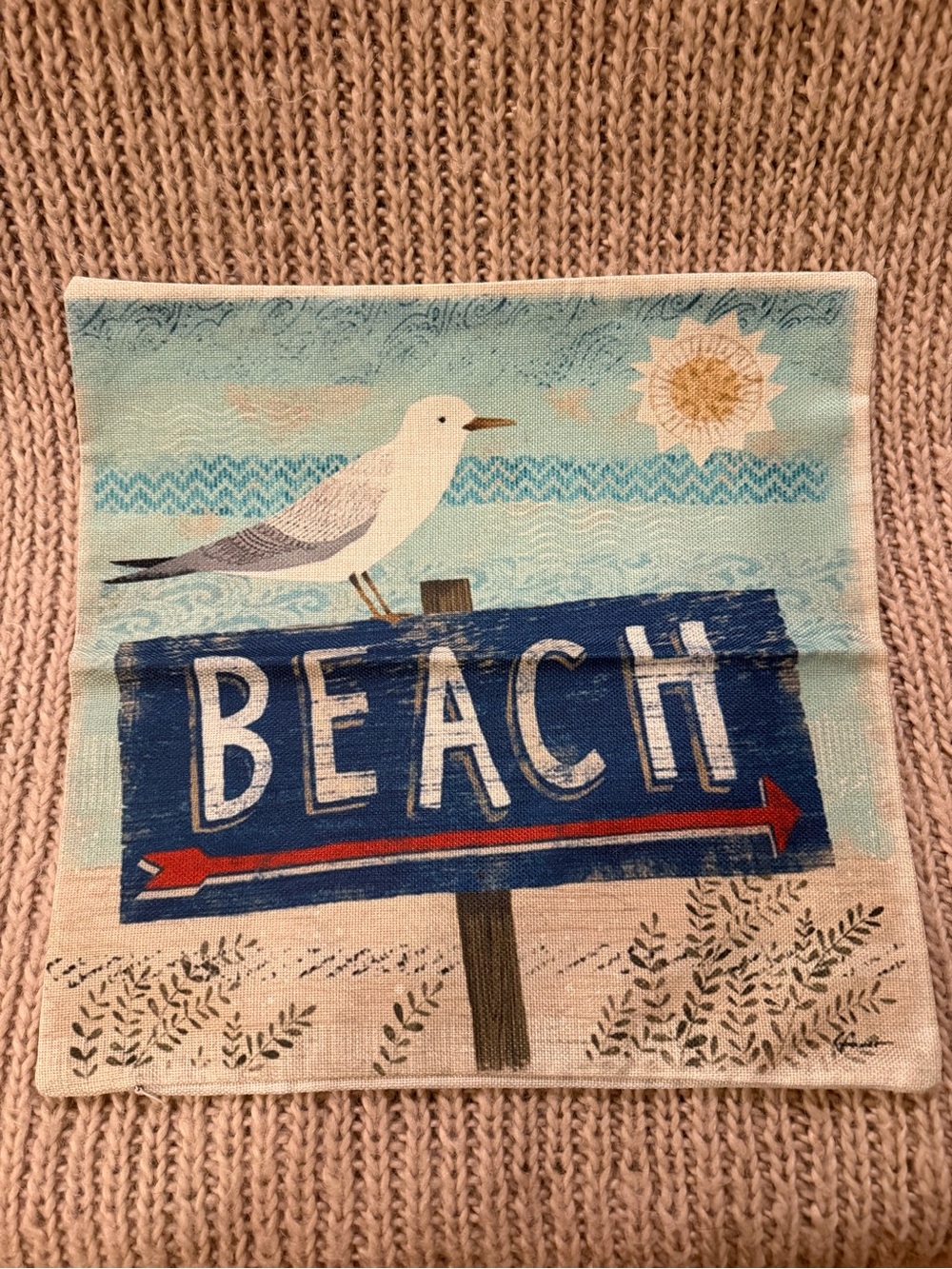 Beach Seagull Decorative Kitchen Towel - Blue